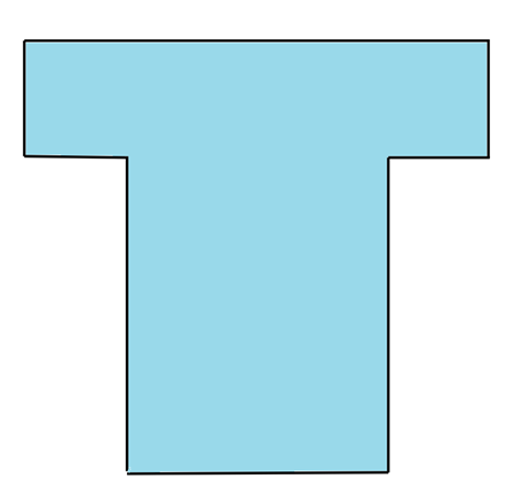 Eine einfache, stilisierte Form eines hellblauen T-Shirts auf weißem Hintergrund - vermittelt ein minimalistisches und klares Design.